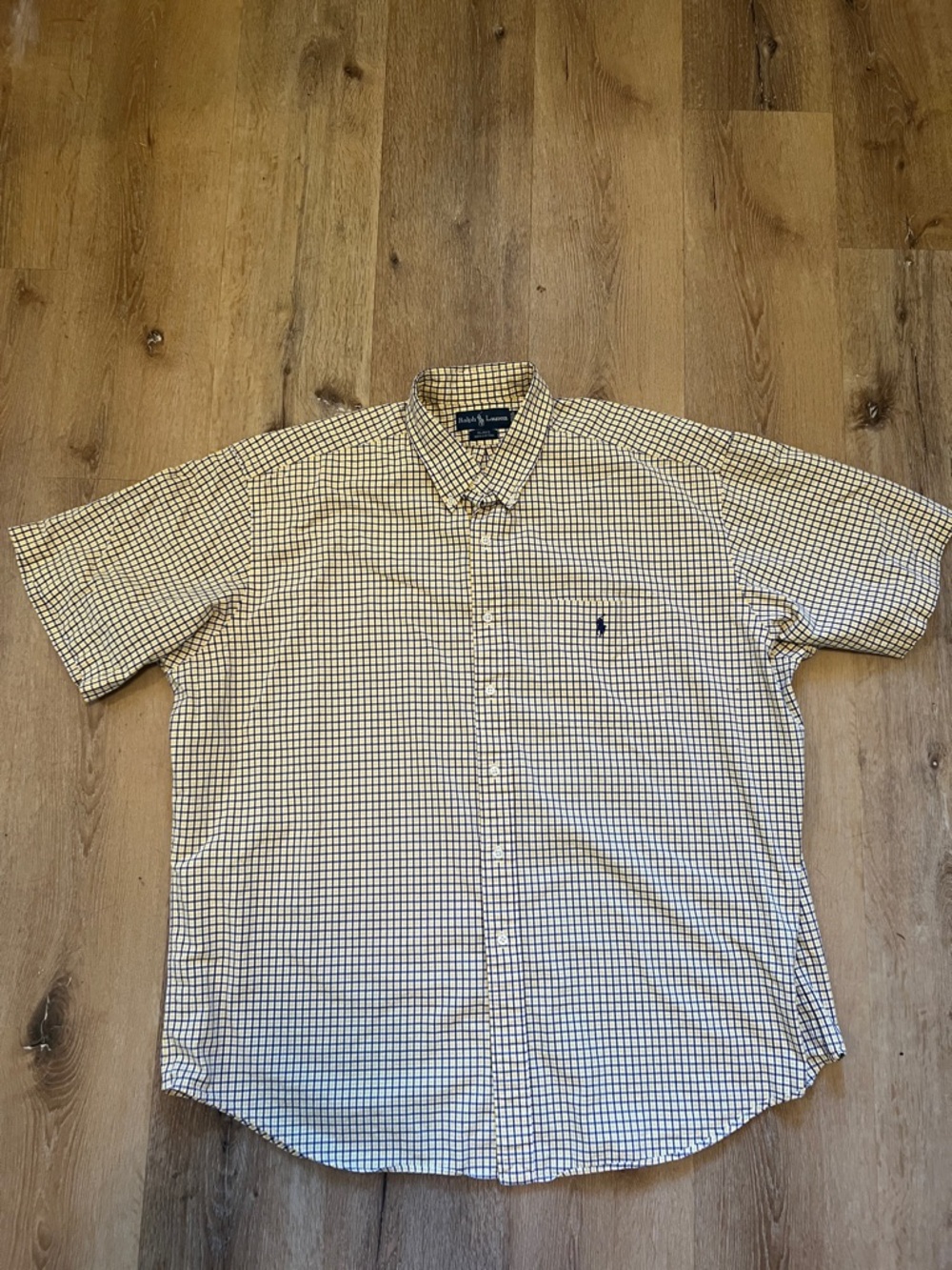 Ralph Lauren Short-Sleeve Check Shirt - Yellow & Navy XXL